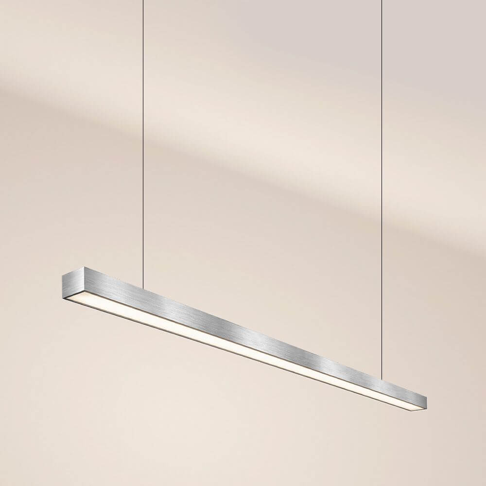 s.luce Oris LED-Linienleuchte Büro-Pendellampe XL nach Maß 4000K elegante Hängeleuchte in Silber.