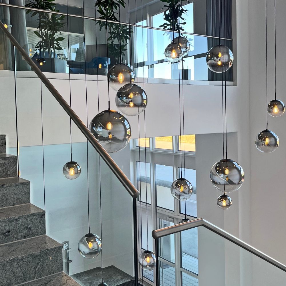 s.luce Progress lampe de galerie verre avec dégradé de couleurs 5m de suspension