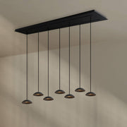 s.luce Santa Air LED Esstisch-Hängelampe 8-flammig 160cm 2-reihig schwarz mit Balkenbaldachin