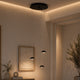 s.luce Santa Air LED Esszimmer-Pendelleuchte 3-flammig Ø 40cm Baldachin an moderner Decke mit warmweißem Licht.