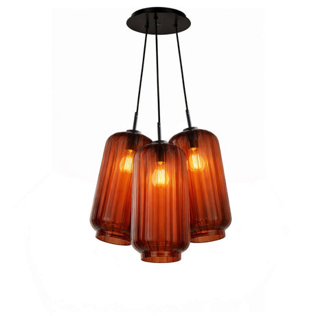 s.luce Velo Cluster Glas-Pendelleuchte 3-flammig 3x18cm mit eleganten, länglichen Glasleuchten in harmonischer Anordnung.