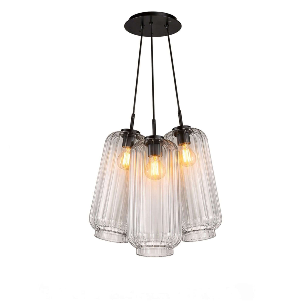 s.luce Velo Cluster Glas-Pendelleuchte 3-flammig 3x18cm in eleganter und stilvoller Anordnung.