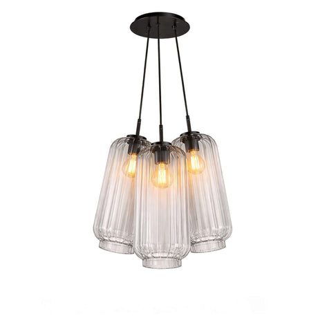 s.luce Velo Cluster Glas-Pendelleuchte 3-flammig 3x18cm in eleganter und stilvoller Anordnung.