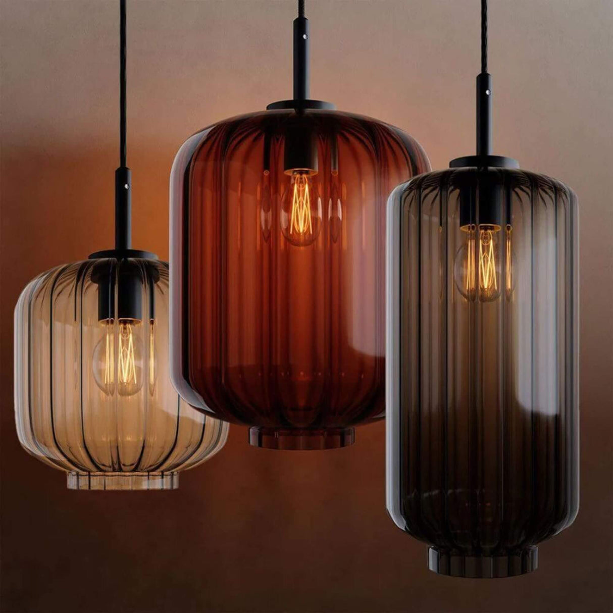s.luce Velo Cluster Glas-Pendelleuchte 3-flammig 3x20cm in stilvoller Anordnung aus Glasleuchten