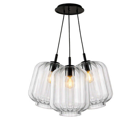 s.luce Velo Cluster Glas-Pendelleuchte 3-flammig 3x25cm mit drei Glasleuchten in markanter Form.