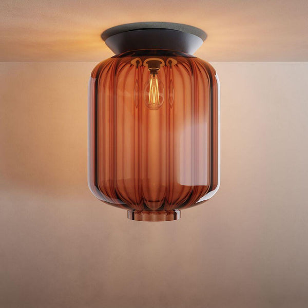 s.luce Velo Glas-Deckenleuchte E27 in Cognac-Glas für stilvolle Raumbeleuchtung