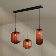 s.luce Velo Esstisch-Hängelampe 3-flammig 120cm Ø 18/20/25cm mit drei eleganten, mundgeblasenen Glasleuchten.