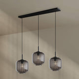 s.luce Velo 3-flammige Esstischlampe mit elegantem Baldachin und minimalistischen Glasleuchten in Schwarz.