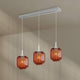 s.luce Velo Esstischlampe 3-flammig Baldachin 120cm Ø 20cm mit eleganten Glaskörpern in Orange.