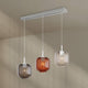 s.luce Velo Esstischlampe 3-flammig Baldachin 120cm Ø 20cm mit eleganten Glaskugeln in verschiedenen Farben.