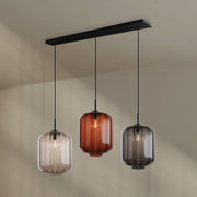 s.luce Velo Dining table light 3-light canopy 120 cm Ø 25 cm with three glass lights in different colors