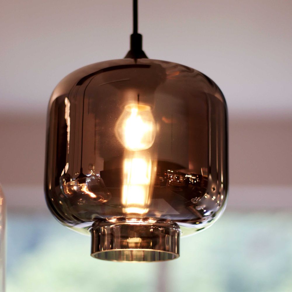 s.luce Velo Esstischlampe 5-flammig 160cm Baldachin Ø 20cm elegante Pendelleuchte aus Glas