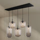 s.luce Velo Esszimmerlampe 5-flammig 2-reihig 160cm Ø 18/20/25cm mit eleganten Lampenschirmen.