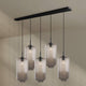 s.luce Velo Esstischleuchte 5-flammig 160cm Baldachin Ø 18cm mit eleganten Glasleuchten.
