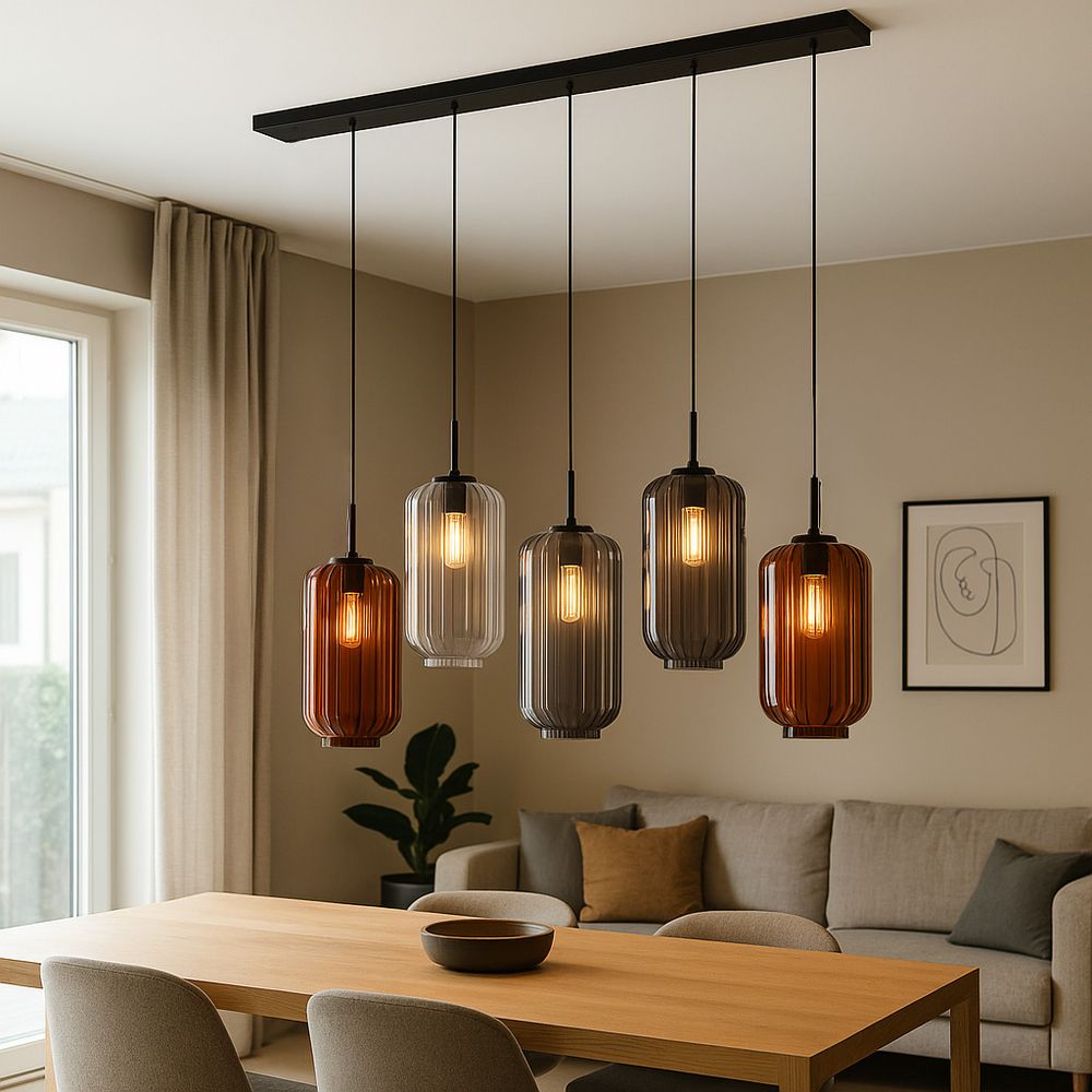 s.luce Velo dining table lamp 5-light 160cm canopy Ø 18cm
