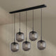 s.luce Velo Esstischlampe 5-flammig 160cm Baldachin Ø 20cm elegante Pendelleuchte mit Glasleuchten