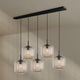 s.luce Velo Esstischlampe 5-flammig 160cm Baldachin Ø 20cm über stilvollem Esstisch