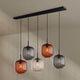 s.luce Velo Esstischlampe 5-flammig 160cm Baldachin Ø 20cm mit stilvollen Glasleuchten