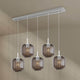 s.luce Velo Esstischlampe 5-flammig 160cm Baldachin Ø 20cm mit 5 eleganten Glasleuchten in modernem Design.