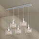s.luce Velo Esstischlampe 5-flammig 160cm Baldachin Ø 20cm mit elegantem Glaskörper.