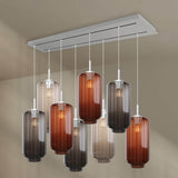 s.luce Velo Esstischlampe 8-flammig, 160 cm Baldachin, moderne Glaskörper in zwei Reihen.