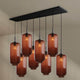 s.luce Velo Esstischlampe 8-flammig 160cm 2-reihig Ø 18cm mit eleganten Glaskörpern in zwei Reihen.