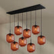 s.luce Velo Esszimmerlampe 8-flammig 160cm 2-reihig Ø 20cm in stilvollem Design mit mundgeblasenen Glaskugeln