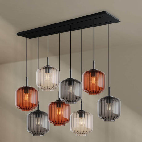 s.luce Velo Esszimmerlampe 8-flammig 160cm 2-reihig Ø 20cm mit eleganten Pendelleuchten in verschiedenen Farben.