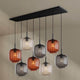 s.luce Velo Esszimmerlampe 8-flammig 160cm 2-reihig Ø 20cm mit eleganten Pendelleuchten in verschiedenen Farben.