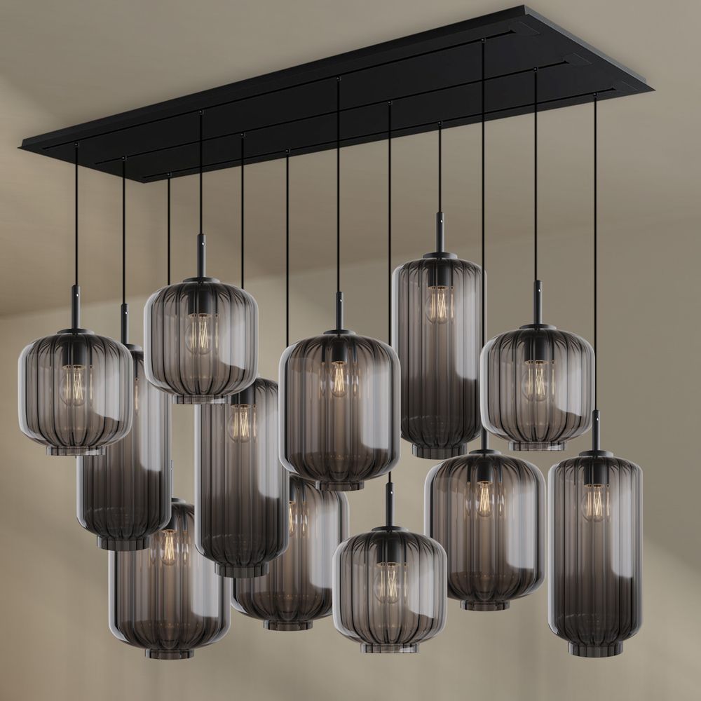 s.luce Velo lampada per sala da pranzo a 12 luci 200cm a 3 file Ø 18/20/25cm