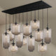 s.luce Velo Esszimmerlampe 12-flammig 200cm 3-reihig Ø 18/20/25cm moderne Pendelleuchte mit mundgeblasenem Glas.