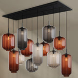s.luce Velo Esszimmerlampe 12-flammig 200cm 3-reihig Ø 18/20/25cm mit eleganten Pendelleuchten in Trendfarben