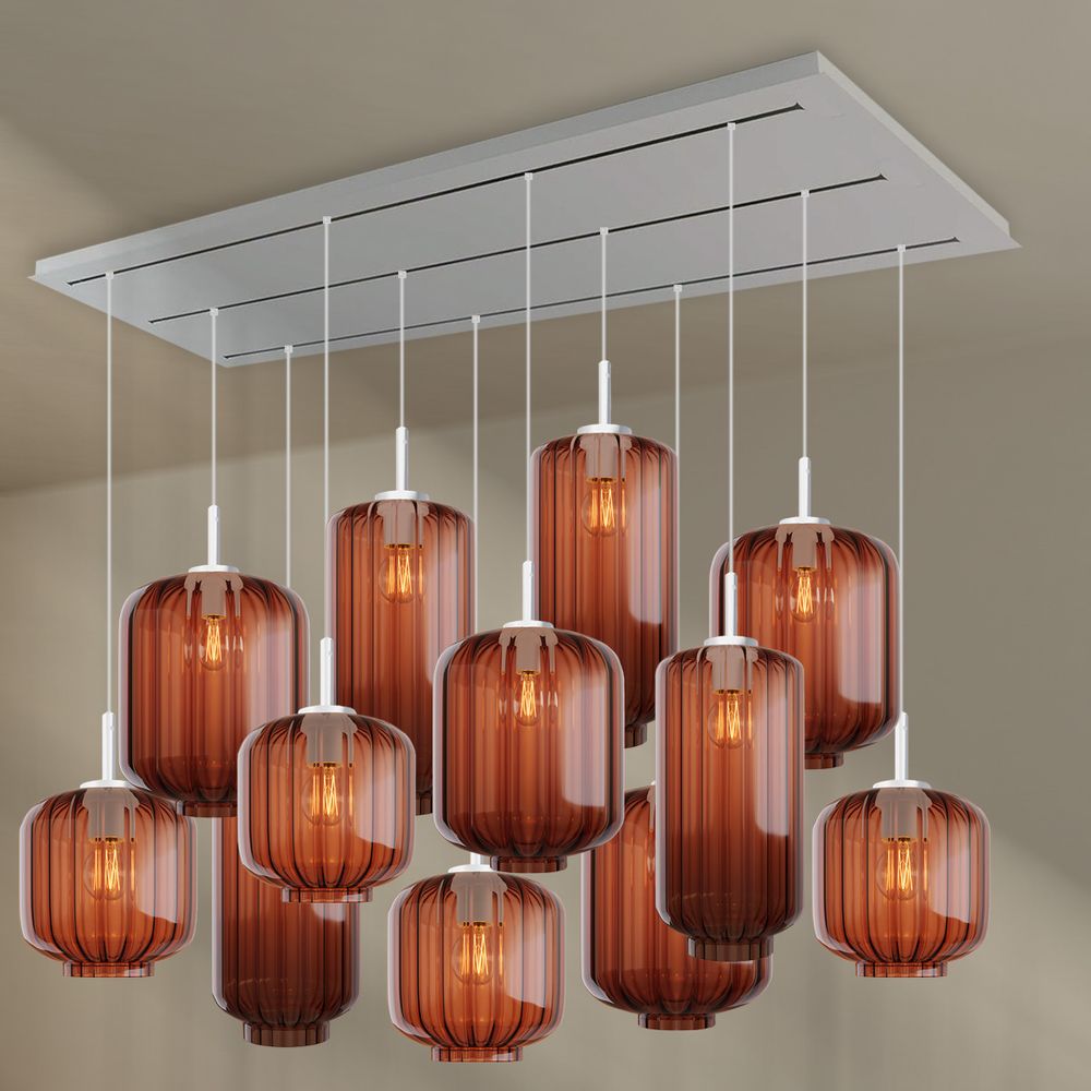 s.luce Velo lampada per sala da pranzo a 12 luci 200cm a 3 file Ø 18/20/25cm