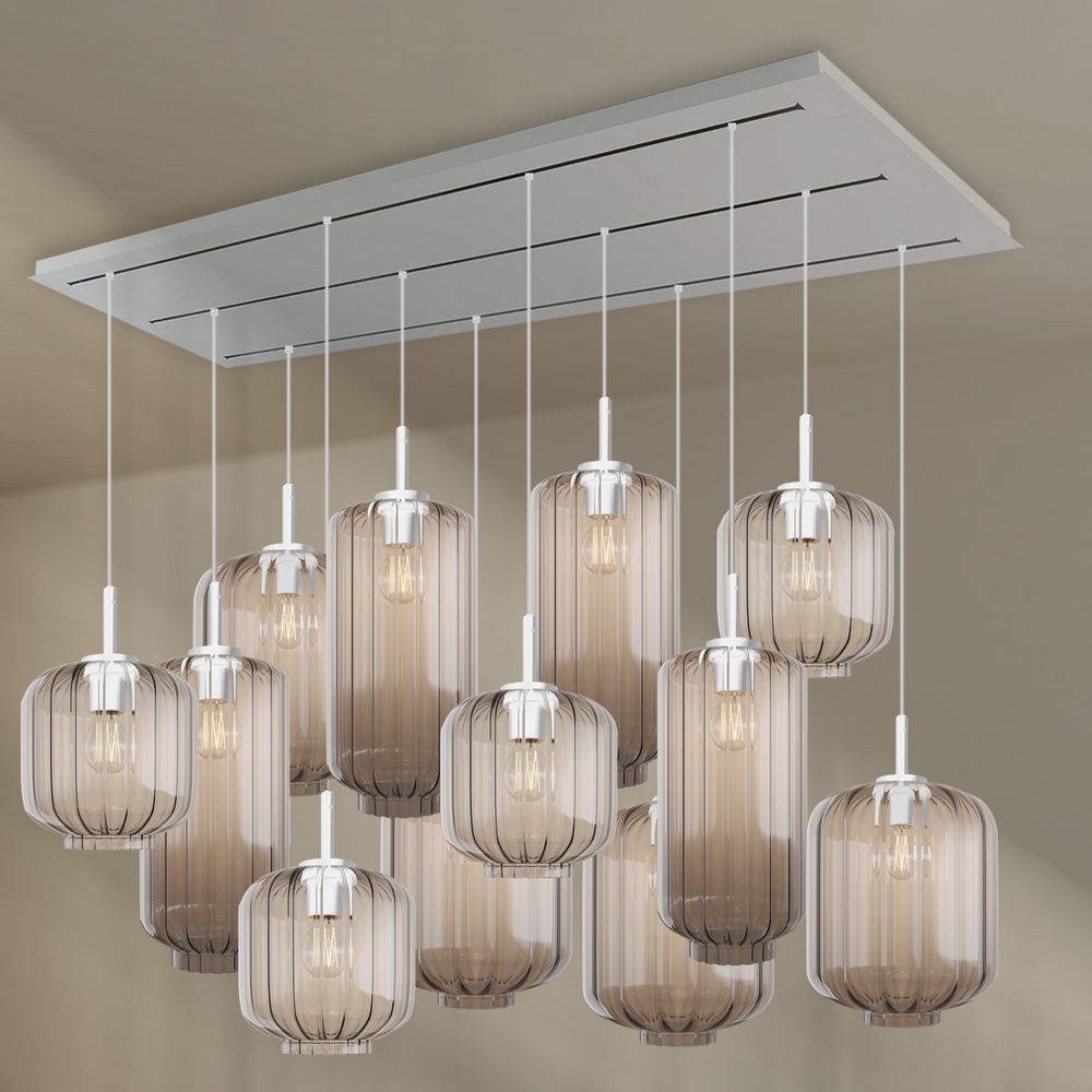s.luce Velo lampada per sala da pranzo a 12 luci 200cm a 3 file Ø 18/20/25cm