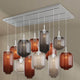 s.luce Velo Esszimmerlampe 12-flammig 200cm 3-reihig Ø 18/20/25cm mit eleganten Pendelleuchten aus Glas