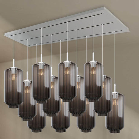 s.luce Velo Esszimmerleuchte 12-flammig 200cm 3-reihig Ø 18cm stilvolles Design und gleichmäßige Ausleuchtung