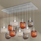s.luce Velo Esstischlampe 12-flammig 200cm 3-reihig Ø 20cm mit eleganten Pendelleuchten aus Glas.