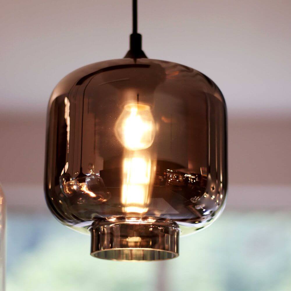 s.luce Velo Esszimmerlampe 8-flammig 160cm 2-reihig Ø 20cm elegante Pendelleuchte aus Glas