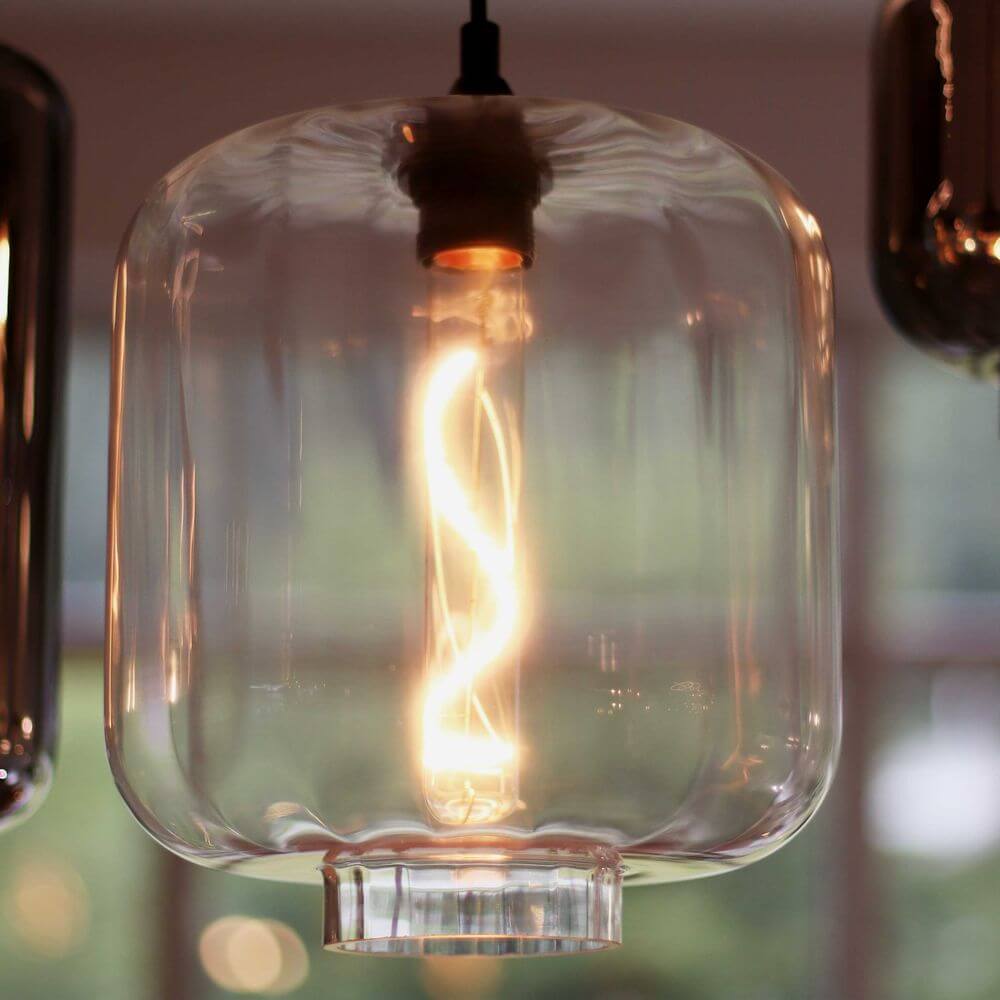 s.luce Velo Galerie-Hängelampe 5-flammig Ø 60cm Baldachin Ø 25cm Glaspendel mit spiralförmigem Leuchtmittel