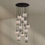 s.luce Velo 12-flammige Galerieleuchte mit eleganten Glas-Pendelleuchten und Baldachin.
