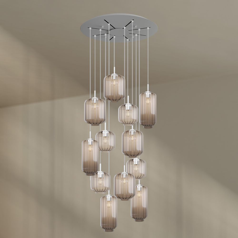 s.luce Velo galerielamp 12-lichts Ø 80cm kap Ø 18/20/25cm