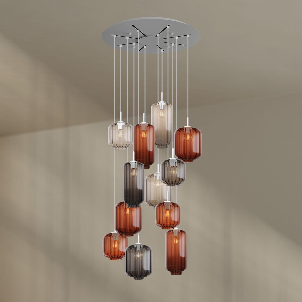 s.luce Velo galerielamp 12-lichts Ø 80cm kap Ø 18/20/25cm