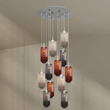 s.luce Velo 12-flammige Galerieleuchte mit elegantem Baldachin und farbigen Glas-Pendelleuchten für stilvolles Licht.