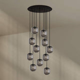 s.luce Velo 12-flammige Galerieleuchte mit mundgeblasenen Glas-Pendelleuchten und Baldachin