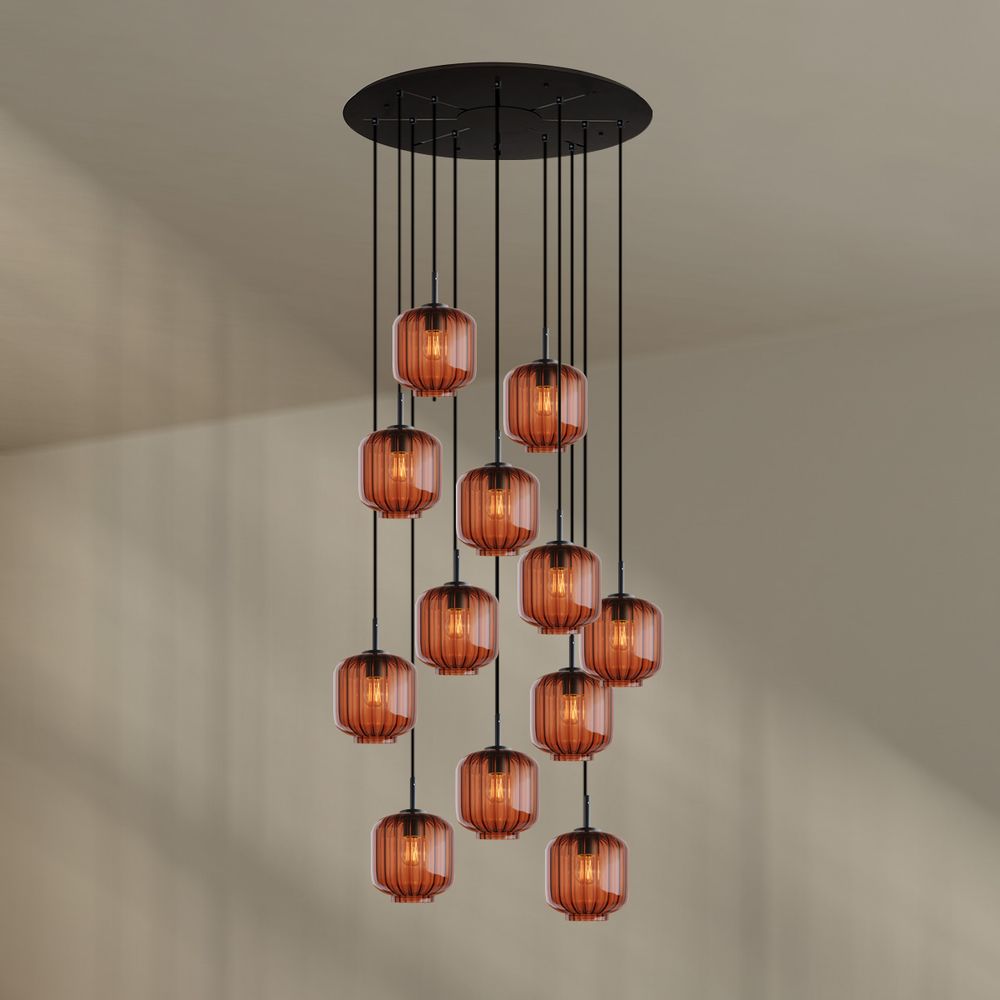 s.luce Velo 12-lichts galerielamp Ø 80cm kap Ø 20cm