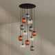 s.luce Velo 12-flammige Galerieleuchte Ø 80cm Baldachin Ø 20cm mit bunten Pendelleuchten