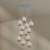 s.luce Velo 12-flammige Galerieleuchte mit eleganten Pendelleuchten in edlen Farben, Ø 80cm Baldachin