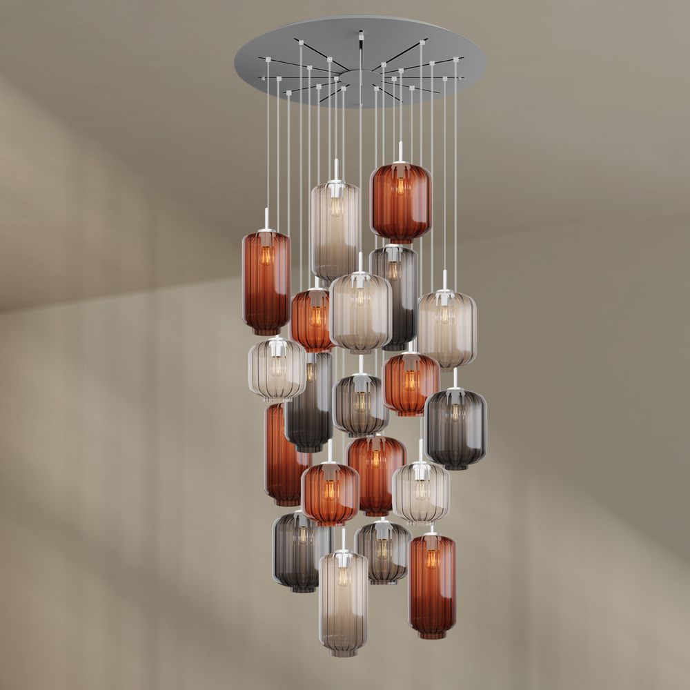 s.luce Velo gallery lampada a 20 luci Ø 120cm Ø 18/20/25cm