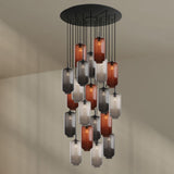 s.luce Velo Galerie-Pendelleuchte 20-flammig Ø 120cm Ø 18cm mit eleganten Glas-Pendelleuchten in verschiedenen Farben.