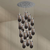s.luce Velo 20-flammige Pendelleuchte mit eleganten Glaslamellen und harmonischer Lichtverteilung, Ø 120 cm.